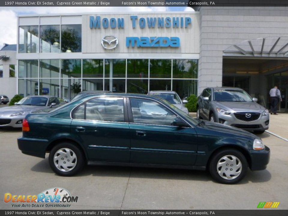1997 Honda Civic EX Sedan Cypress Green Metallic / Beige Photo #1