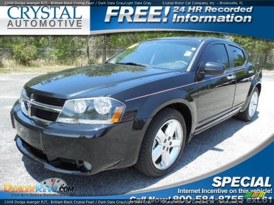 2008 Dodge Avenger R/T Brilliant Black Crystal Pearl / Dark Slate Gray/Light Slate Gray Photo #1