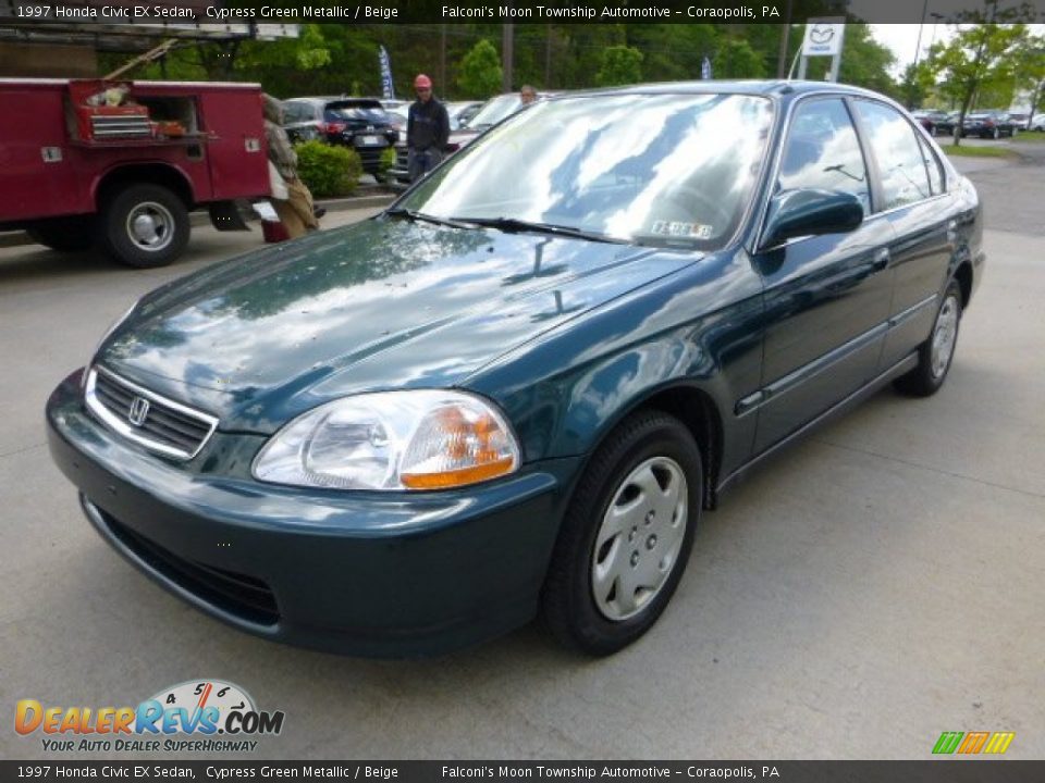 1997 Honda Civic EX Sedan Cypress Green Metallic / Beige Photo #5