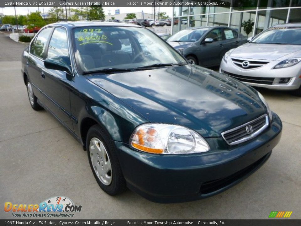1997 Honda Civic EX Sedan Cypress Green Metallic / Beige Photo #7