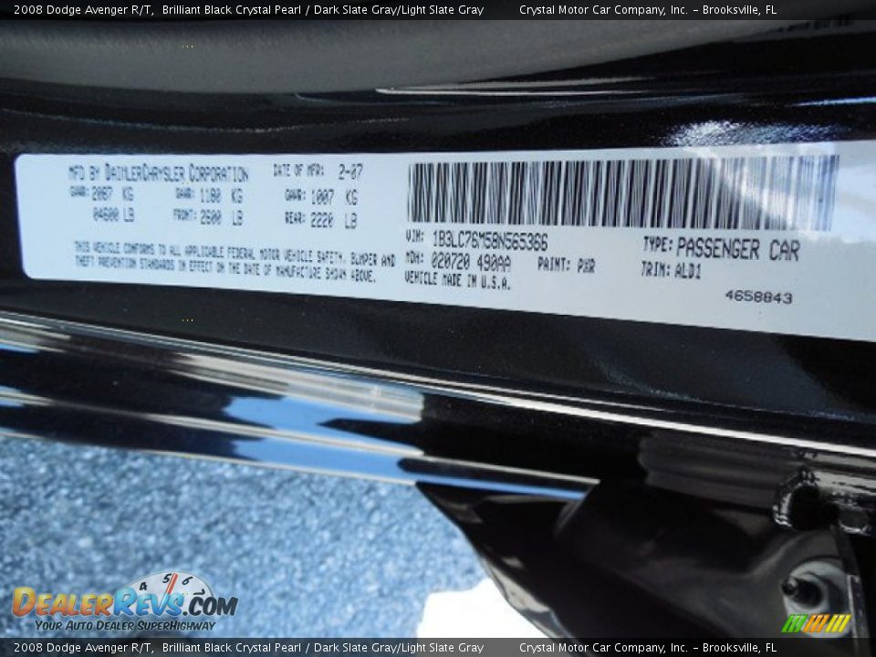 2008 Dodge Avenger R/T Brilliant Black Crystal Pearl / Dark Slate Gray/Light Slate Gray Photo #23