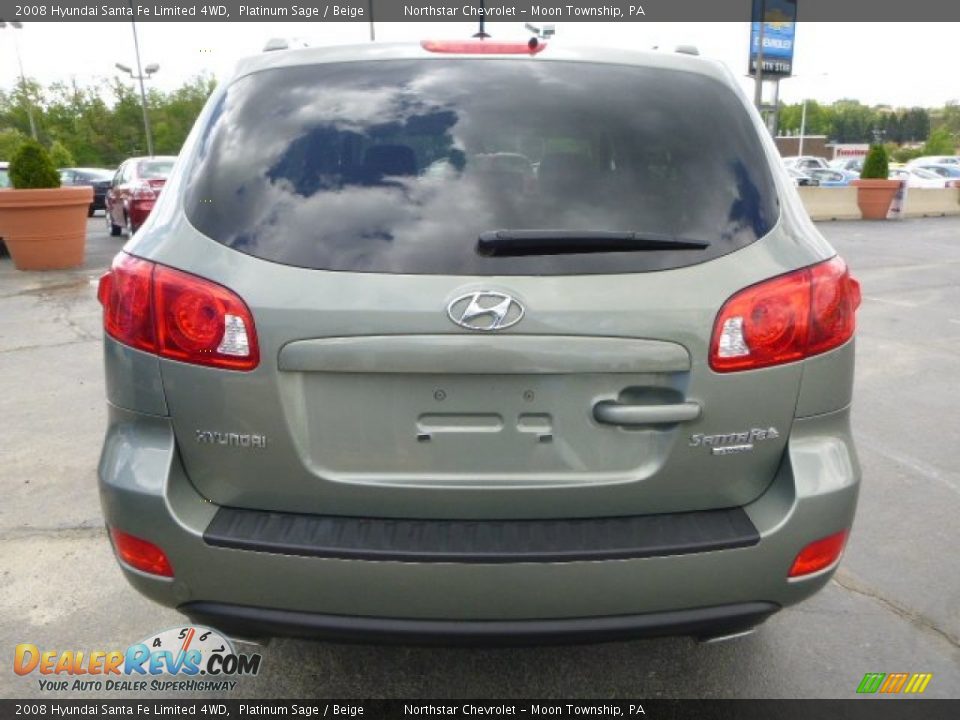 2008 Hyundai Santa Fe Limited 4WD Platinum Sage / Beige Photo #4