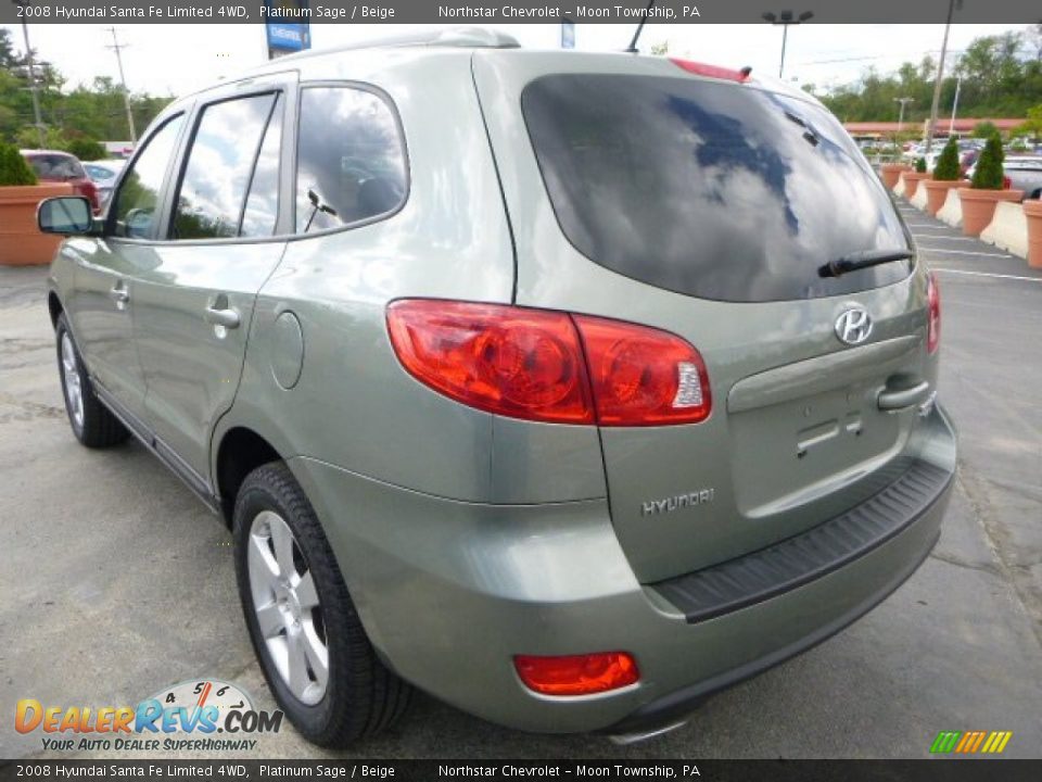 2008 Hyundai Santa Fe Limited 4WD Platinum Sage / Beige Photo #5