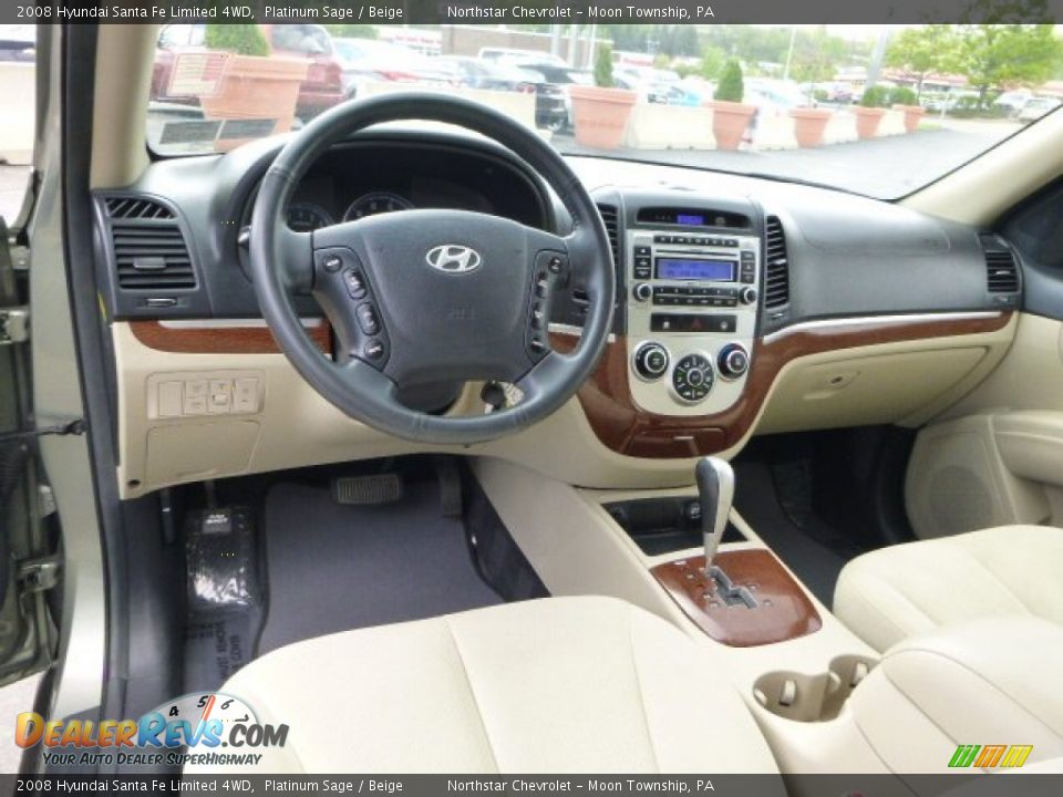 2008 Hyundai Santa Fe Limited 4WD Platinum Sage / Beige Photo #12
