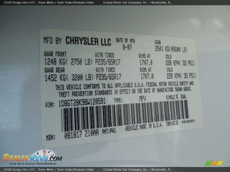 2008 Dodge Nitro SXT Stone White / Dark Khaki/Medium Khaki Photo #22