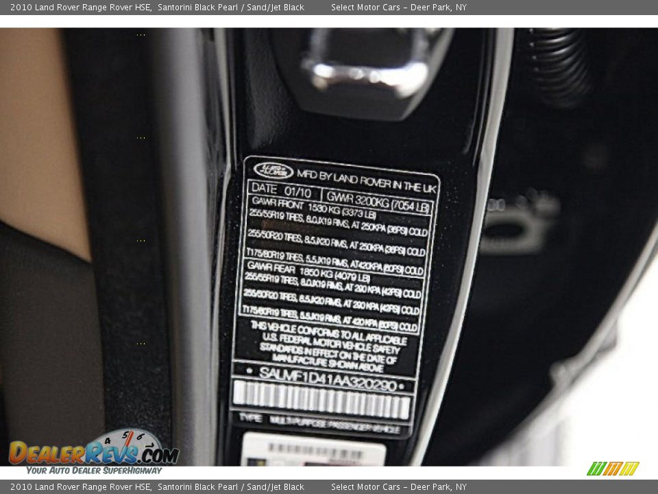 2010 Land Rover Range Rover HSE Santorini Black Pearl / Sand/Jet Black Photo #13