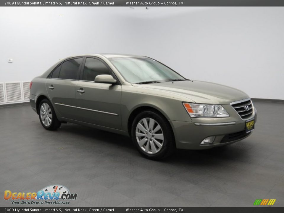 2009 Hyundai Sonata Limited V6 Natural Khaki Green / Camel Photo #3