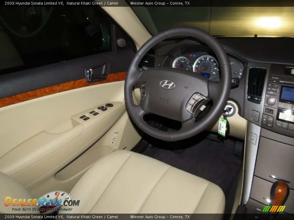 2009 Hyundai Sonata Limited V6 Natural Khaki Green / Camel Photo #13