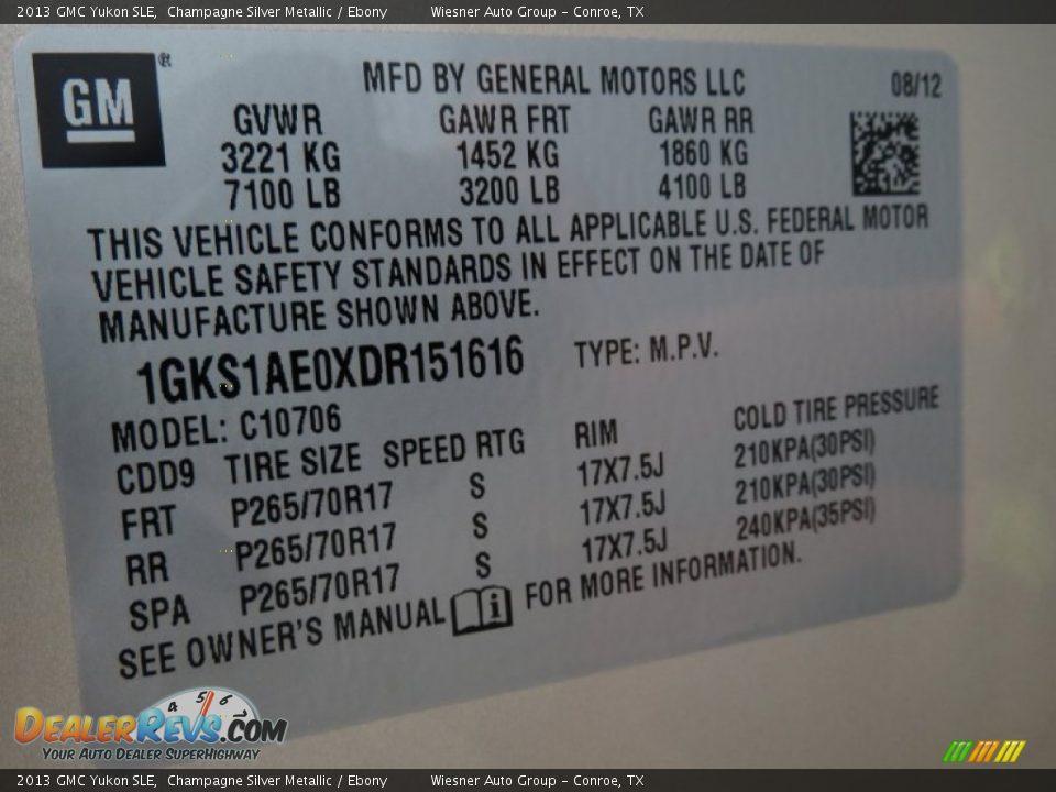 2013 GMC Yukon SLE Champagne Silver Metallic / Ebony Photo #6