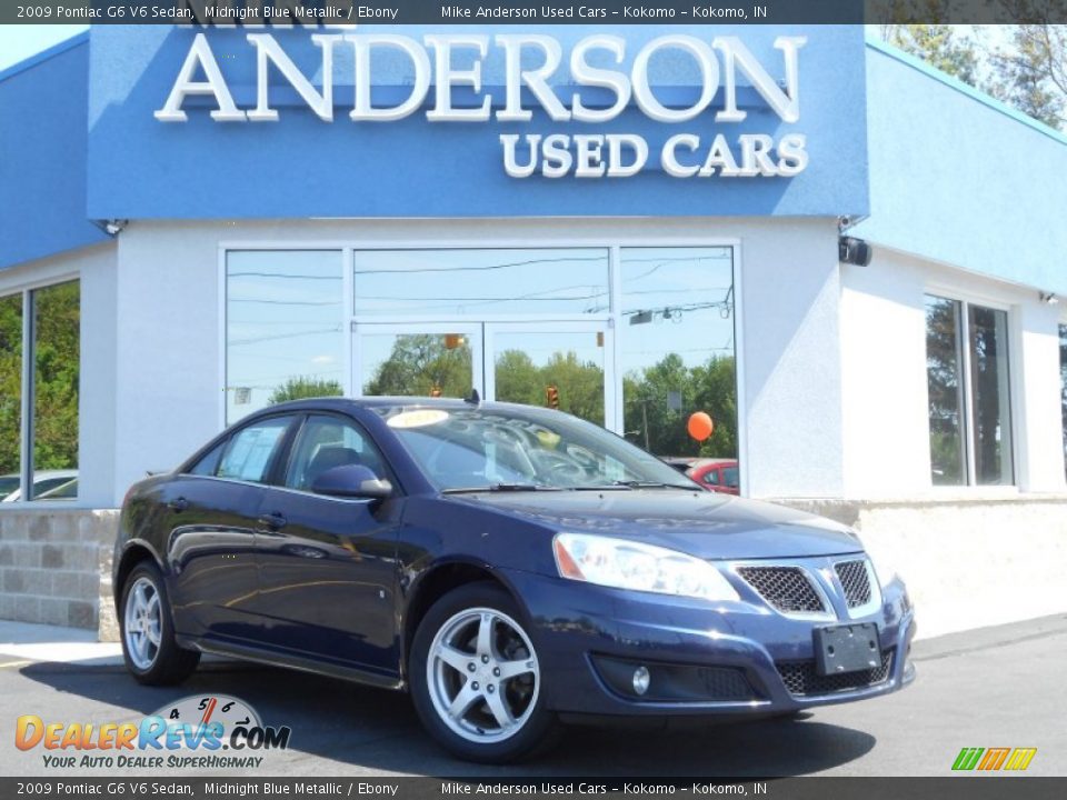 2009 Pontiac G6 V6 Sedan Midnight Blue Metallic / Ebony Photo #1
