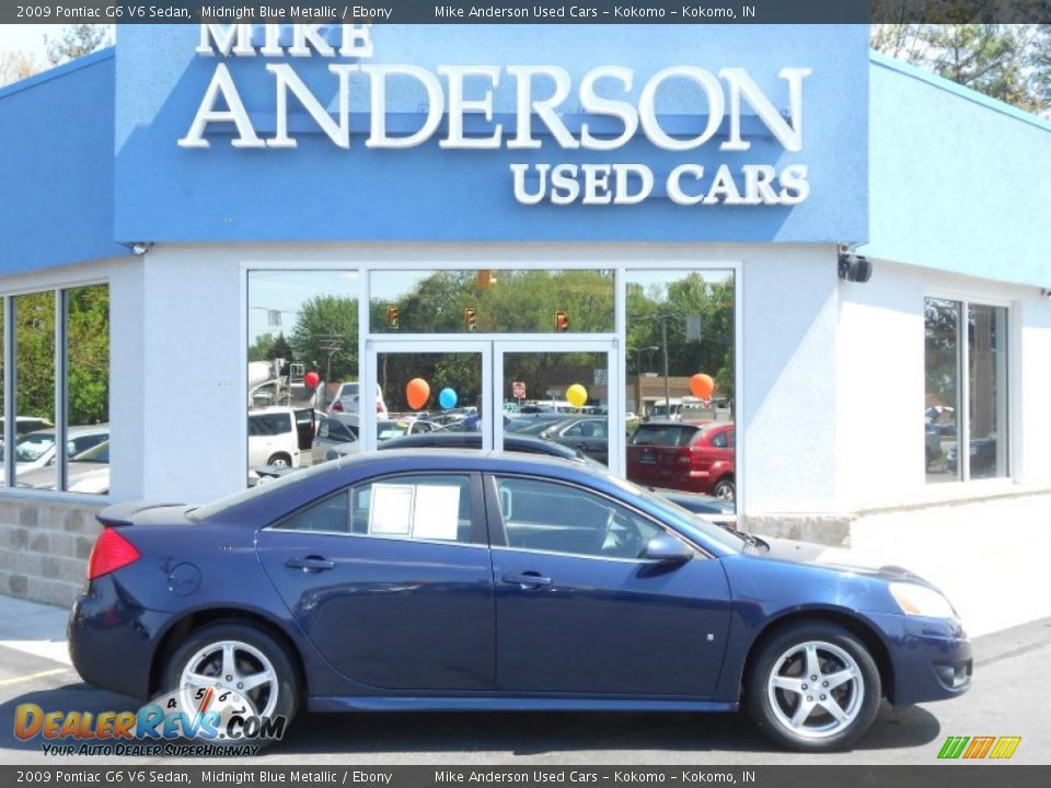 2009 Pontiac G6 V6 Sedan Midnight Blue Metallic / Ebony Photo #2