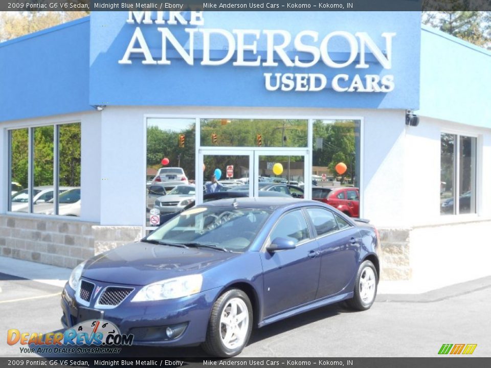 2009 Pontiac G6 V6 Sedan Midnight Blue Metallic / Ebony Photo #3