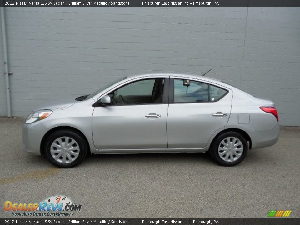 2012 Nissan Versa 1.6 SV Sedan Brilliant Silver Metallic / Sandstone Photo #2