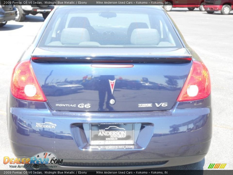 2009 Pontiac G6 V6 Sedan Midnight Blue Metallic / Ebony Photo #18