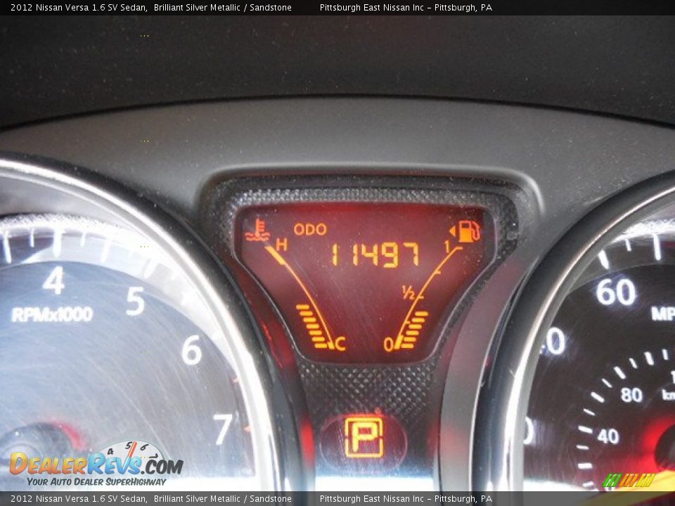 2012 Nissan Versa 1.6 SV Sedan Brilliant Silver Metallic / Sandstone Photo #14