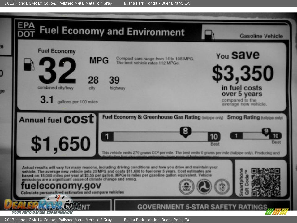 2013 Honda Civic LX Coupe Window Sticker Photo #15