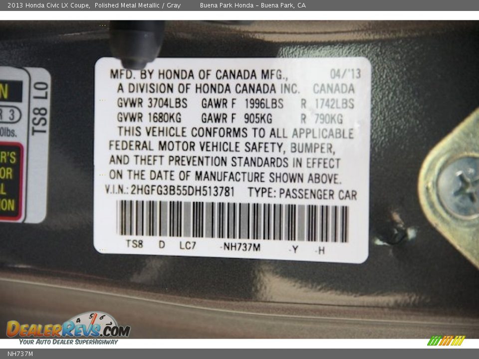 Honda Color Code NH737M Polished Metal Metallic