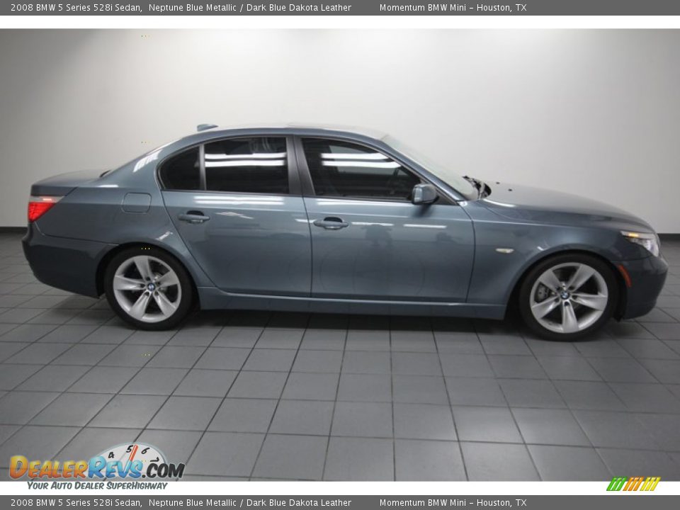 2008 BMW 5 Series 528i Sedan Neptune Blue Metallic / Dark Blue Dakota Leather Photo #7