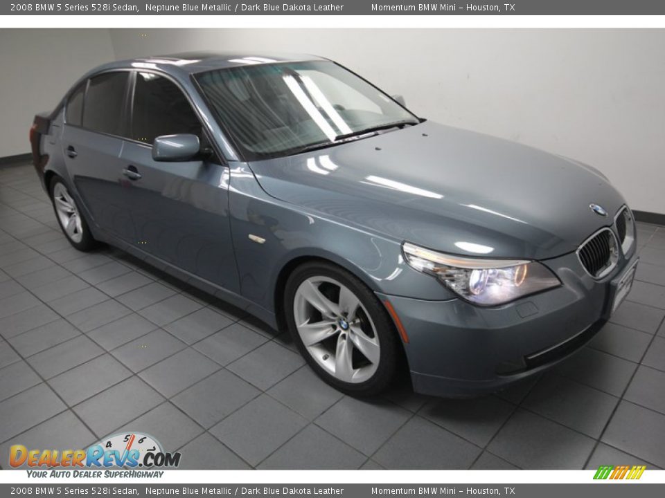 2008 BMW 5 Series 528i Sedan Neptune Blue Metallic / Dark Blue Dakota Leather Photo #8