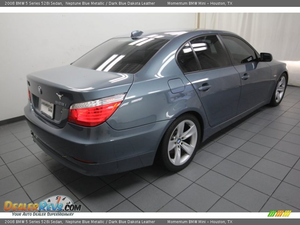 2008 BMW 5 Series 528i Sedan Neptune Blue Metallic / Dark Blue Dakota Leather Photo #11