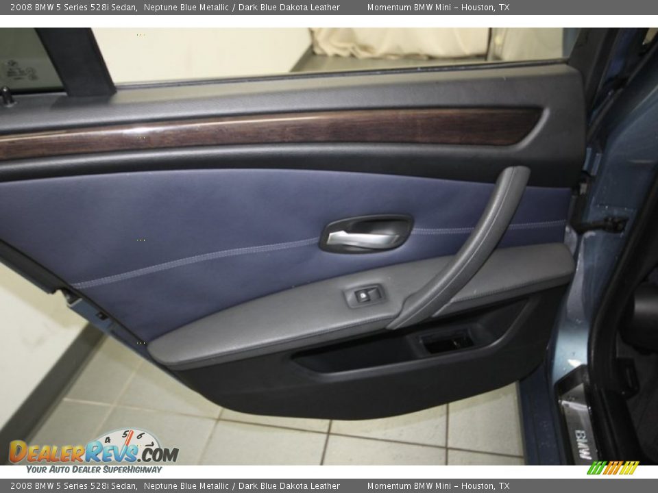 2008 BMW 5 Series 528i Sedan Neptune Blue Metallic / Dark Blue Dakota Leather Photo #32