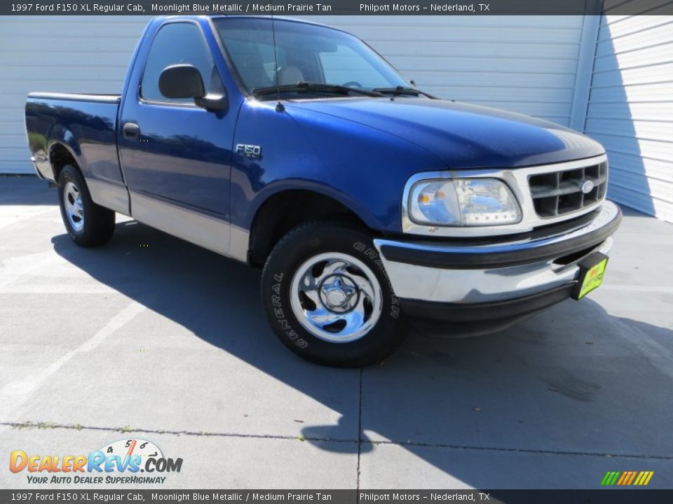 1997 Ford F150 XL Regular Cab Moonlight Blue Metallic / Medium Prairie Tan Photo #1