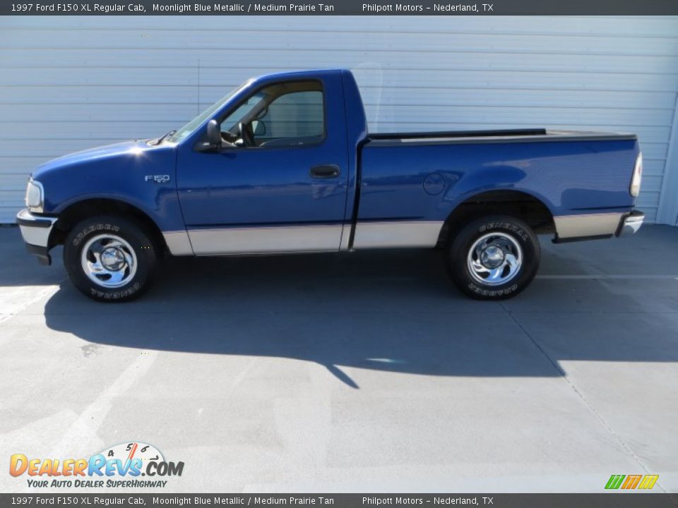 1997 Ford F150 XL Regular Cab Moonlight Blue Metallic / Medium Prairie Tan Photo #6