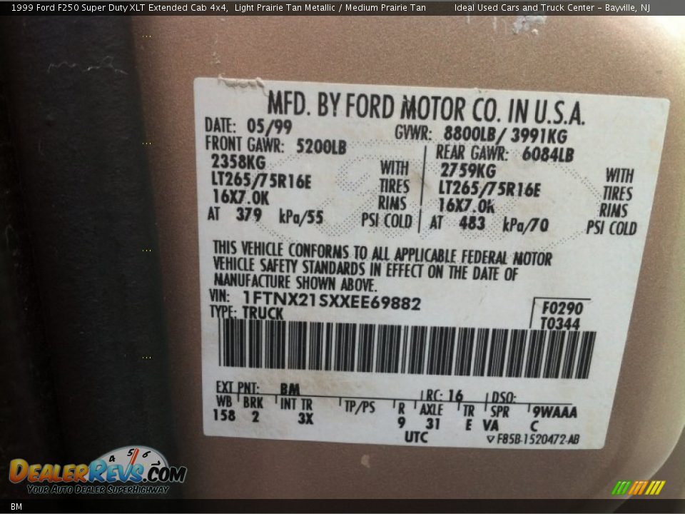 Ford Color Code BM Light Prairie Tan Metallic