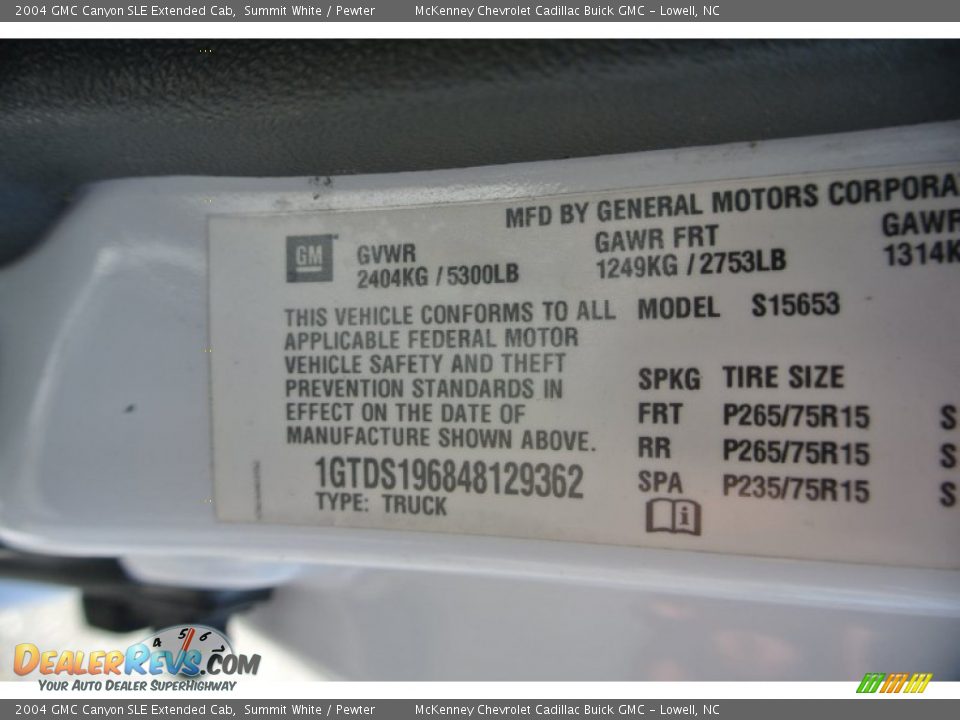 2004 GMC Canyon SLE Extended Cab Summit White / Pewter Photo #7
