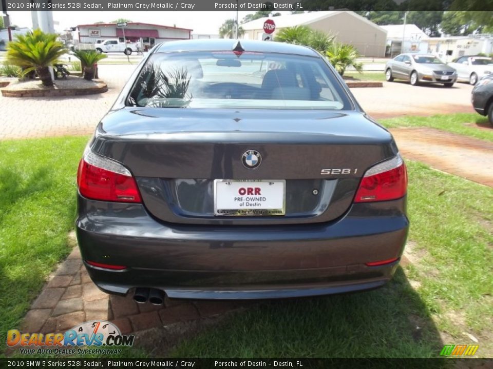 2010 BMW 5 Series 528i Sedan Platinum Grey Metallic / Gray Photo #4