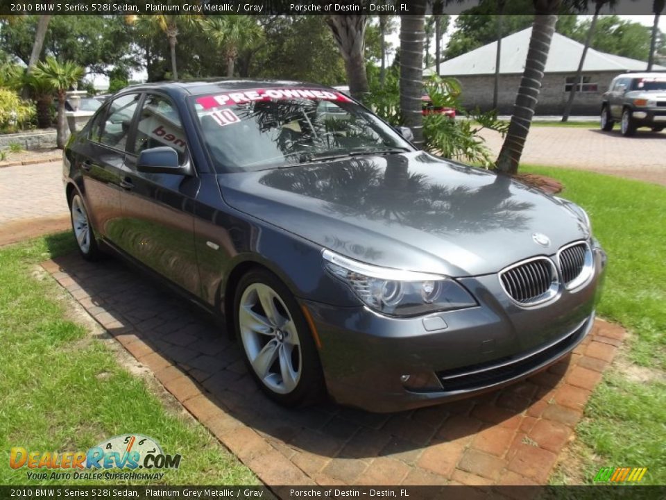 2010 BMW 5 Series 528i Sedan Platinum Grey Metallic / Gray Photo #7