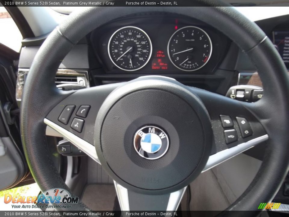 2010 BMW 5 Series 528i Sedan Platinum Grey Metallic / Gray Photo #13