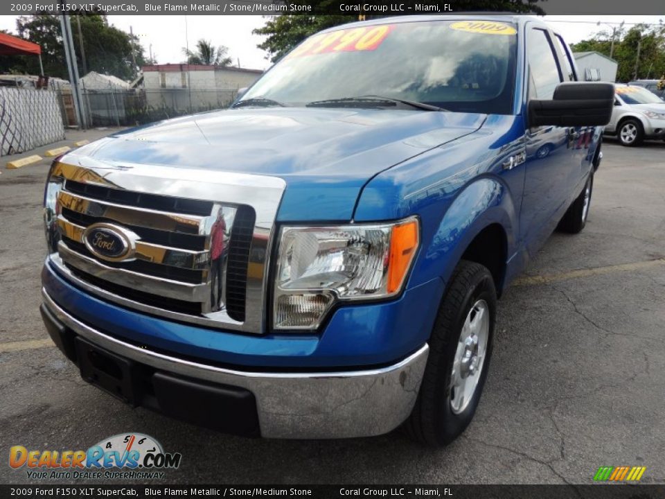 2009 Ford F150 XLT SuperCab Blue Flame Metallic / Stone/Medium Stone Photo #3