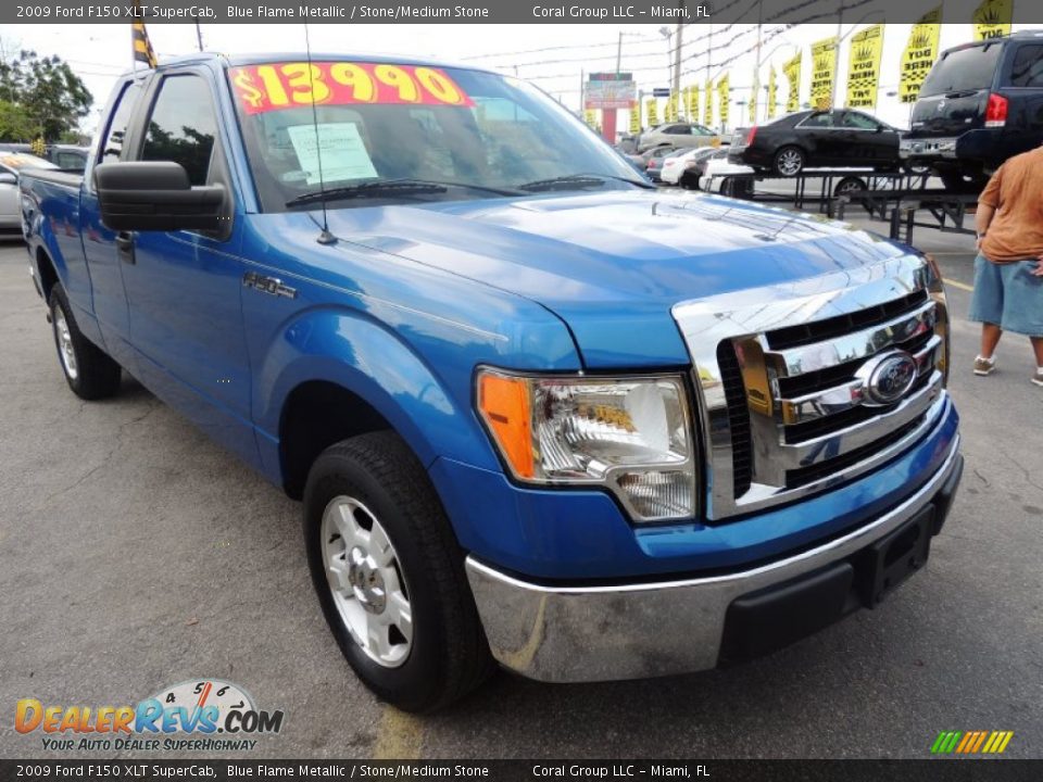 2009 Ford F150 XLT SuperCab Blue Flame Metallic / Stone/Medium Stone Photo #9