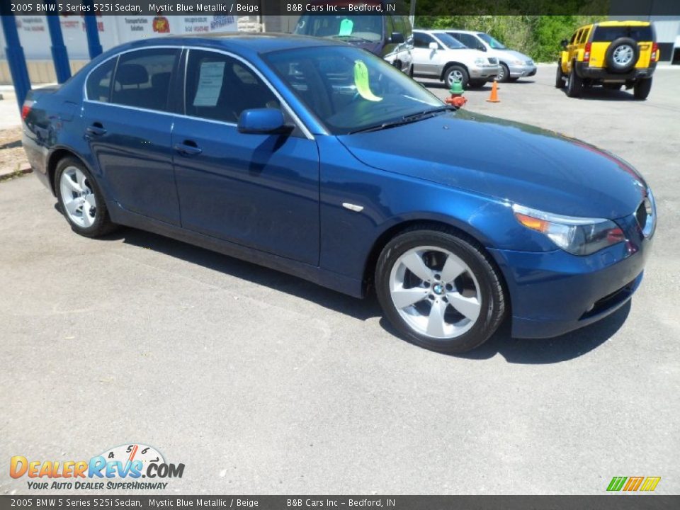 2005 BMW 5 Series 525i Sedan Mystic Blue Metallic / Beige Photo #7