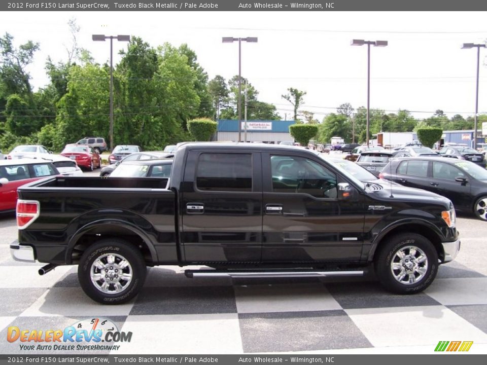 2012 Ford F150 Lariat SuperCrew Tuxedo Black Metallic / Pale Adobe Photo #3