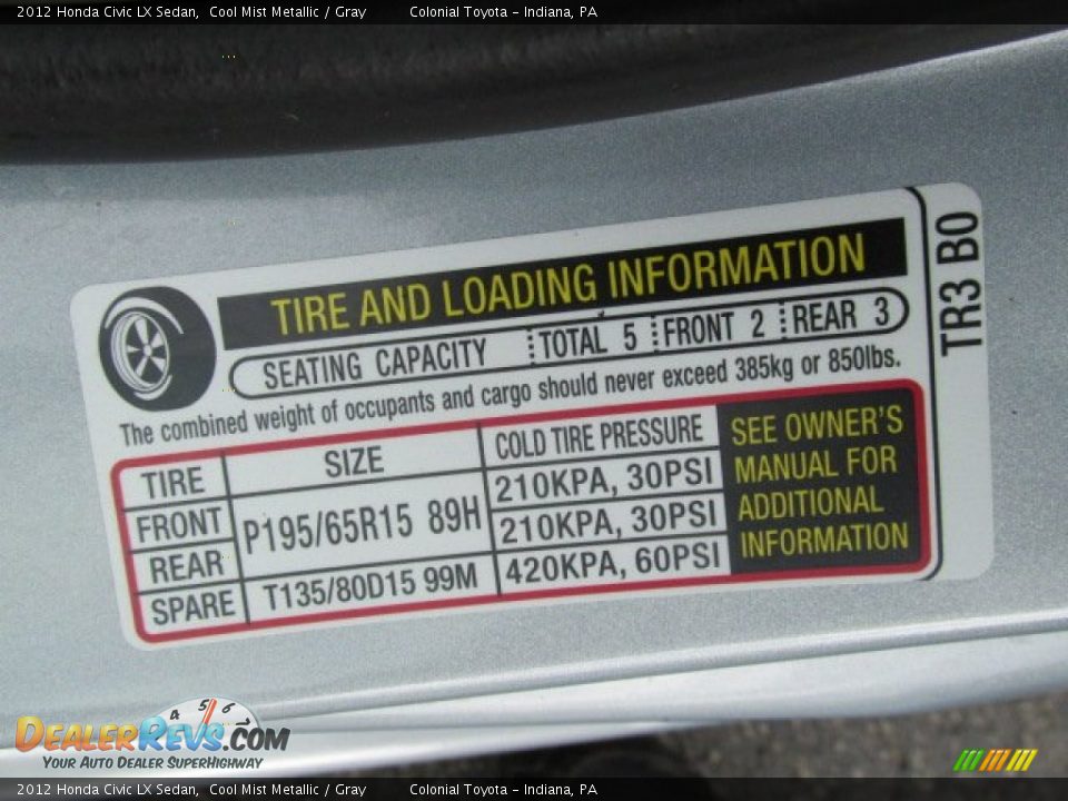 2012 Honda Civic LX Sedan Cool Mist Metallic / Gray Photo #19