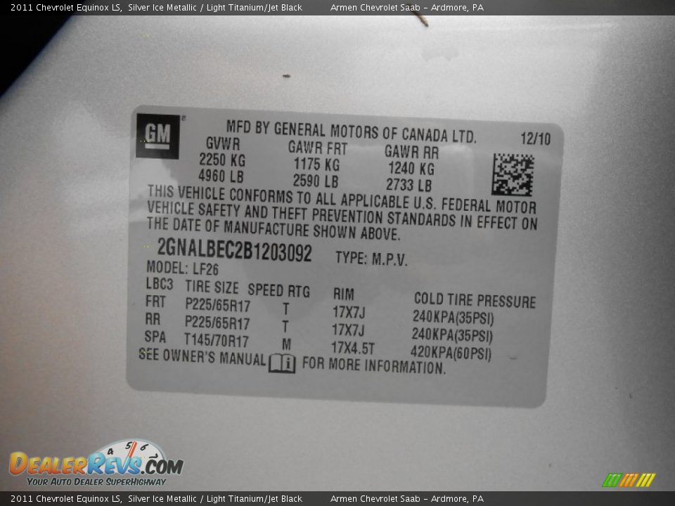 2011 Chevrolet Equinox LS Silver Ice Metallic / Light Titanium/Jet Black Photo #23