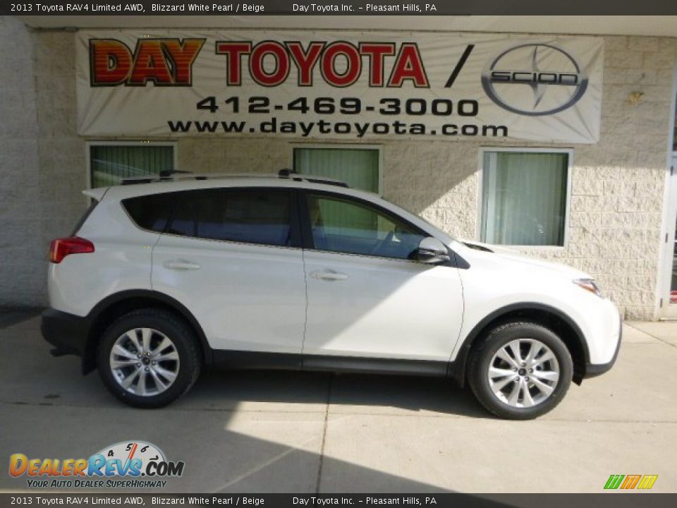 2013 Toyota RAV4 Limited AWD Blizzard White Pearl / Beige Photo #1