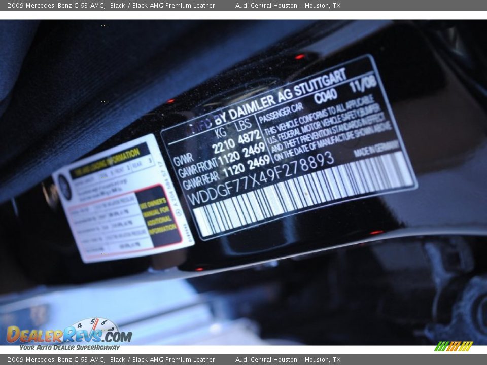 2009 Mercedes-Benz C 63 AMG Black / Black AMG Premium Leather Photo #27