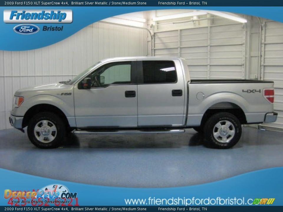 2009 Ford F150 XLT SuperCrew 4x4 Brilliant Silver Metallic / Stone/Medium Stone Photo #1