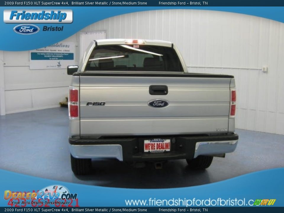2009 Ford F150 XLT SuperCrew 4x4 Brilliant Silver Metallic / Stone/Medium Stone Photo #4