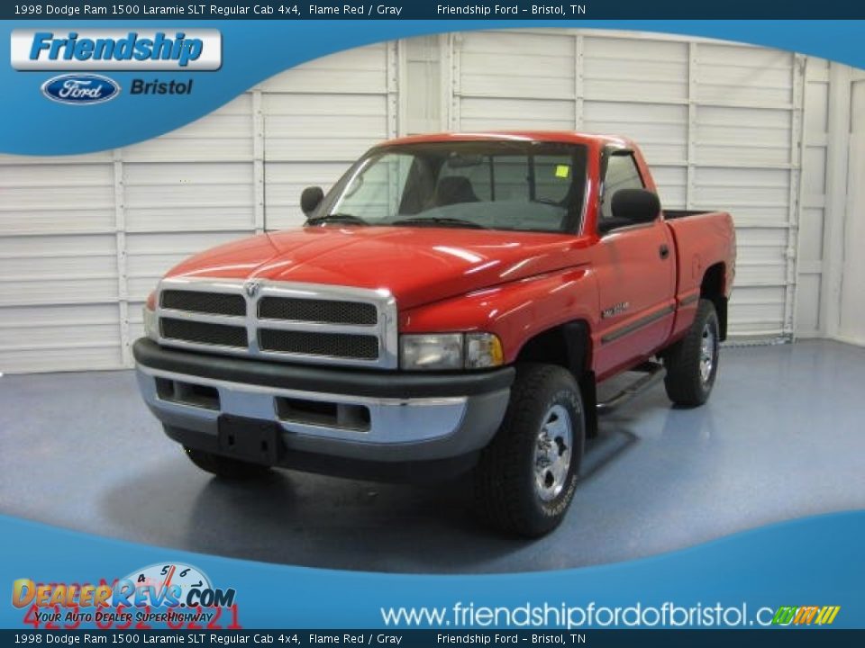 1998 Dodge Ram 1500 Laramie SLT Regular Cab 4x4 Flame Red / Gray Photo #2