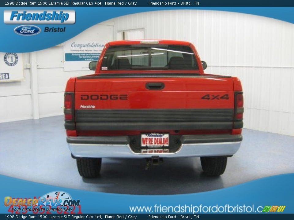 1998 Dodge Ram 1500 Laramie SLT Regular Cab 4x4 Flame Red / Gray Photo #4
