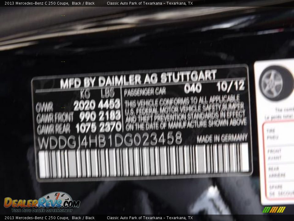 2013 Mercedes-Benz C 250 Coupe Black / Black Photo #30