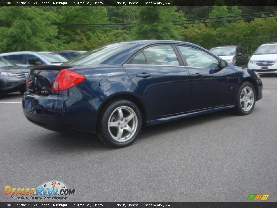 2009 Pontiac G6 V6 Sedan Midnight Blue Metallic / Ebony Photo #5