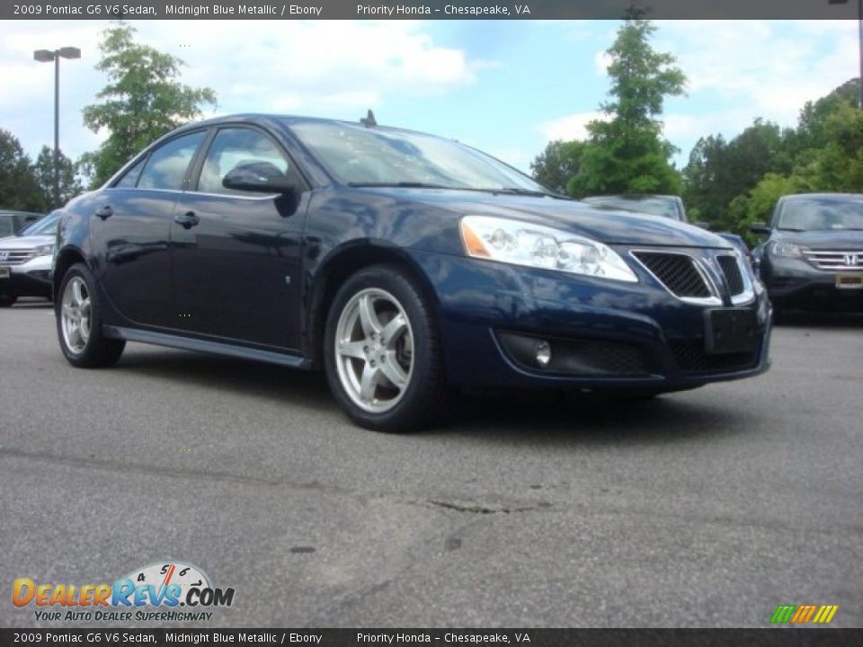 2009 Pontiac G6 V6 Sedan Midnight Blue Metallic / Ebony Photo #7