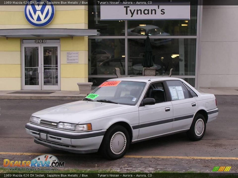 1989 Mazda 626 DX Sedan Sapphire Blue Metallic / Blue Photo #1