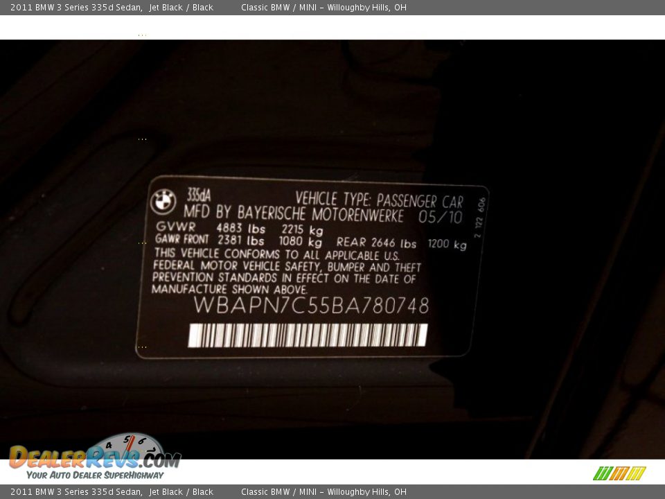 2011 BMW 3 Series 335d Sedan Jet Black / Black Photo #22