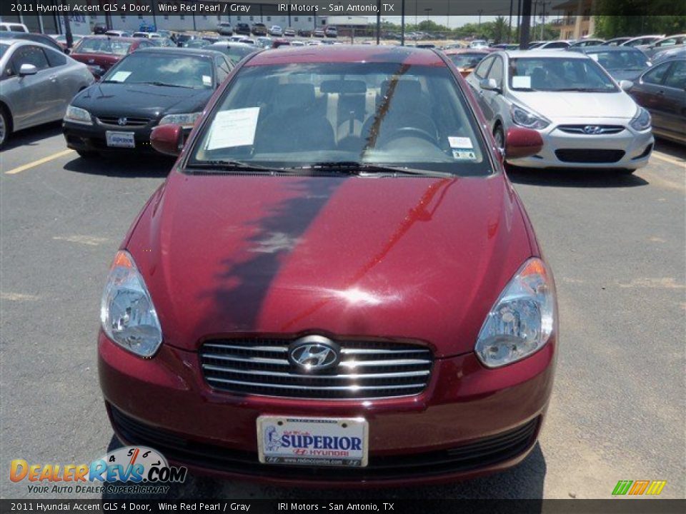 2011 Hyundai Accent GLS 4 Door Wine Red Pearl / Gray Photo #3